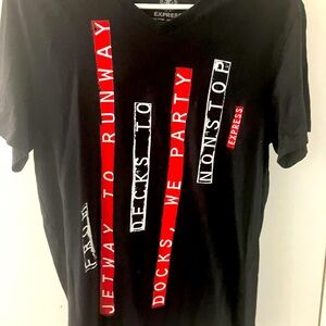 Express brand VIP life graphic print club party shirt adult size medium